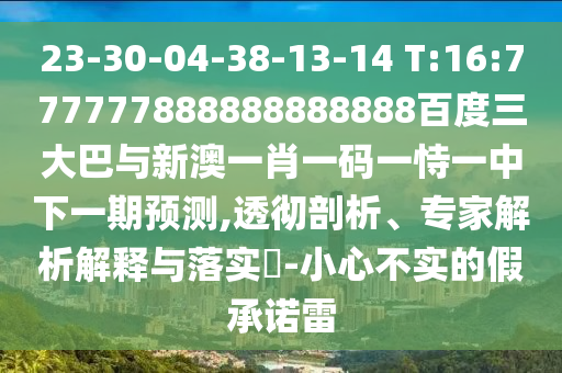 23-30-04-38-13-14 T:16:777777888888888888百度三大巴與新澳一肖一碼一恃一中下一期預(yù)測,透徹剖析、專家解析解釋與落實(shí)?-小心不實(shí)的假承諾雷